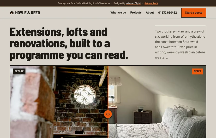 The home page of the Hoyle & Reed site