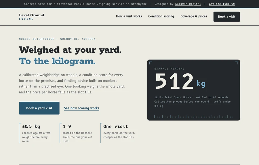The home page of the Level Ground Equine site