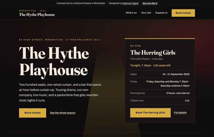 The home page of the The Hythe Playhouse site