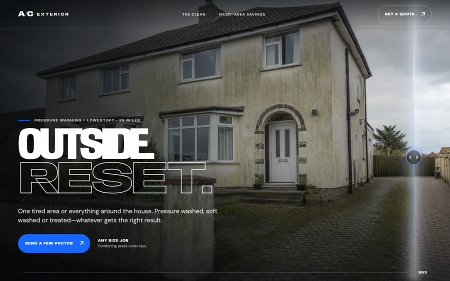 The home page of the AC Exterior site